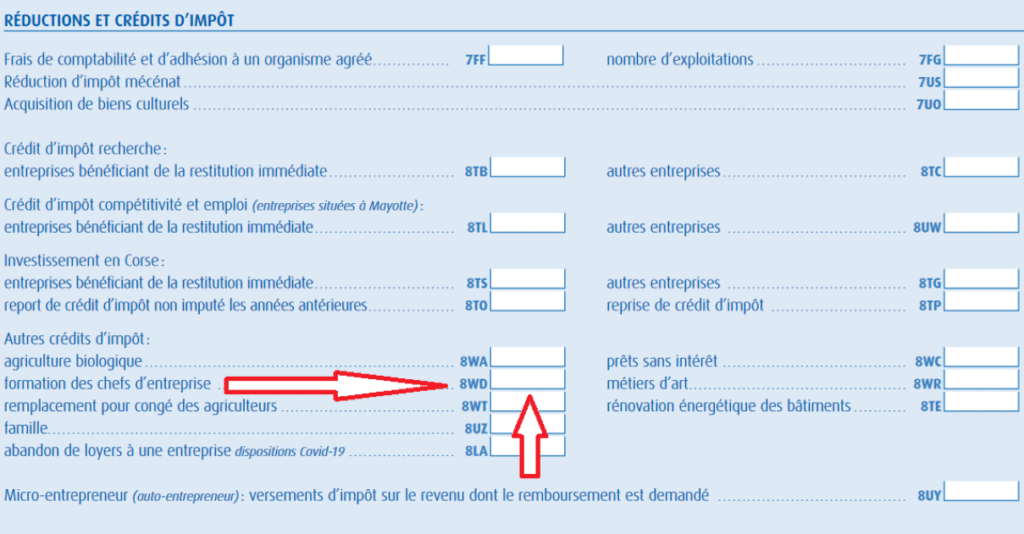 declaration impot formation 2022